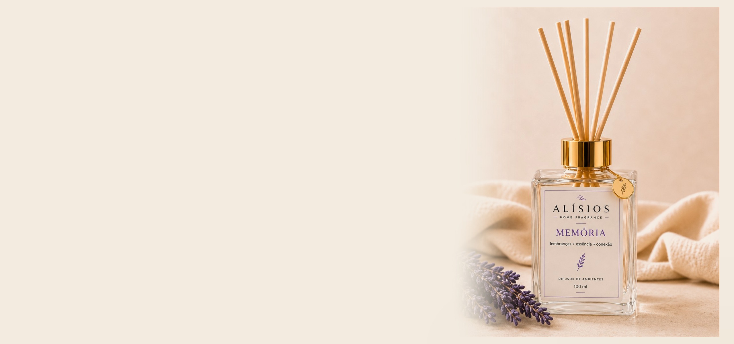 Campanha Memória: difusor com lavanda e linho.